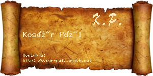 Kosár Pál névjegykártya